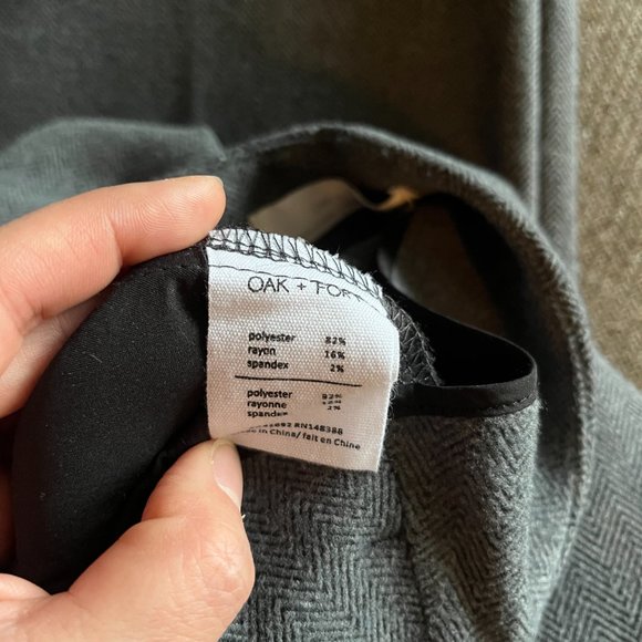 Oak + Fort Grey Herringbone Slouchy Belt Pants - Picture 6 of 6